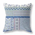 Palacedesigns 26 in. Blue Lavender & White Patch Indoor & Outdoor Zippered Throw Pillow PA3094158